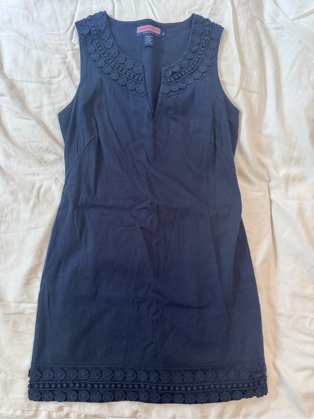 Vineyard Vines Navy Shift Dress with Decorative Trim